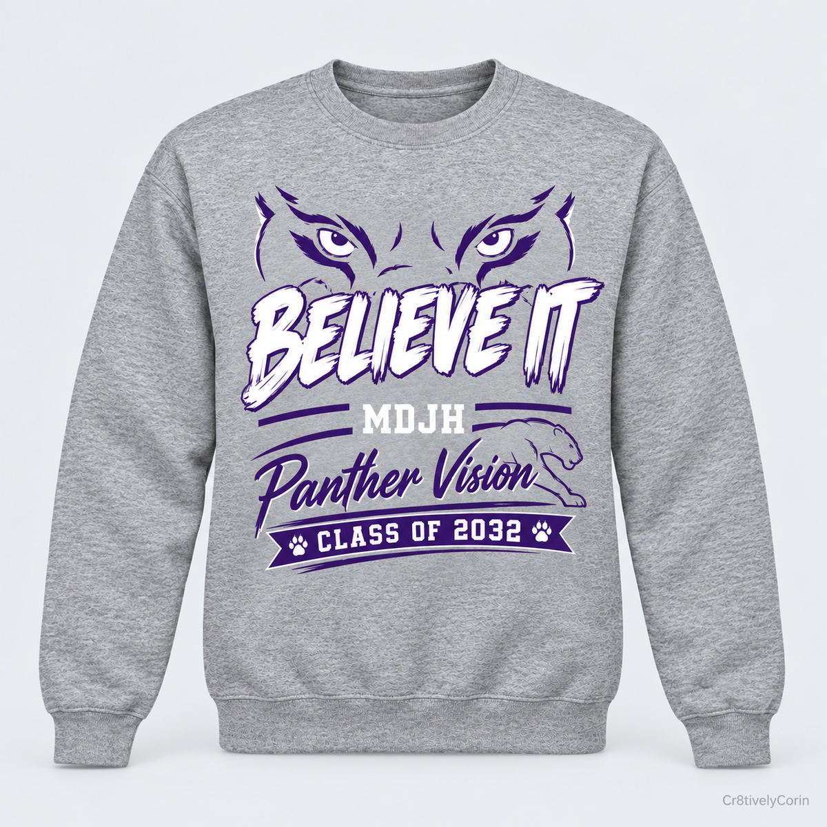 MDJH 7th Grade "Believe It" Student Spirit Tee- Gray