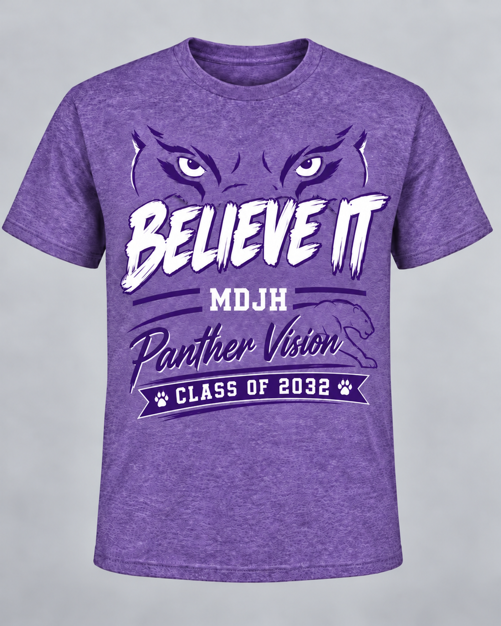 MDJH 7th Grade "Believe It" Adult & Staff Spirit Tee- Purple
