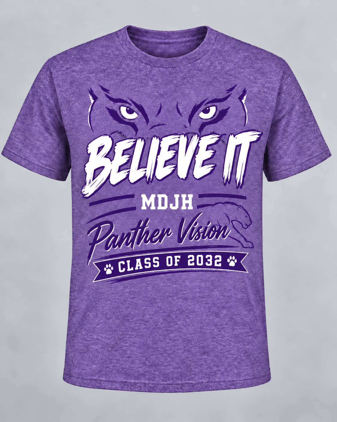 MDJH 7th Grade "Believe It" Adult & Staff Spirit Tee- Purple