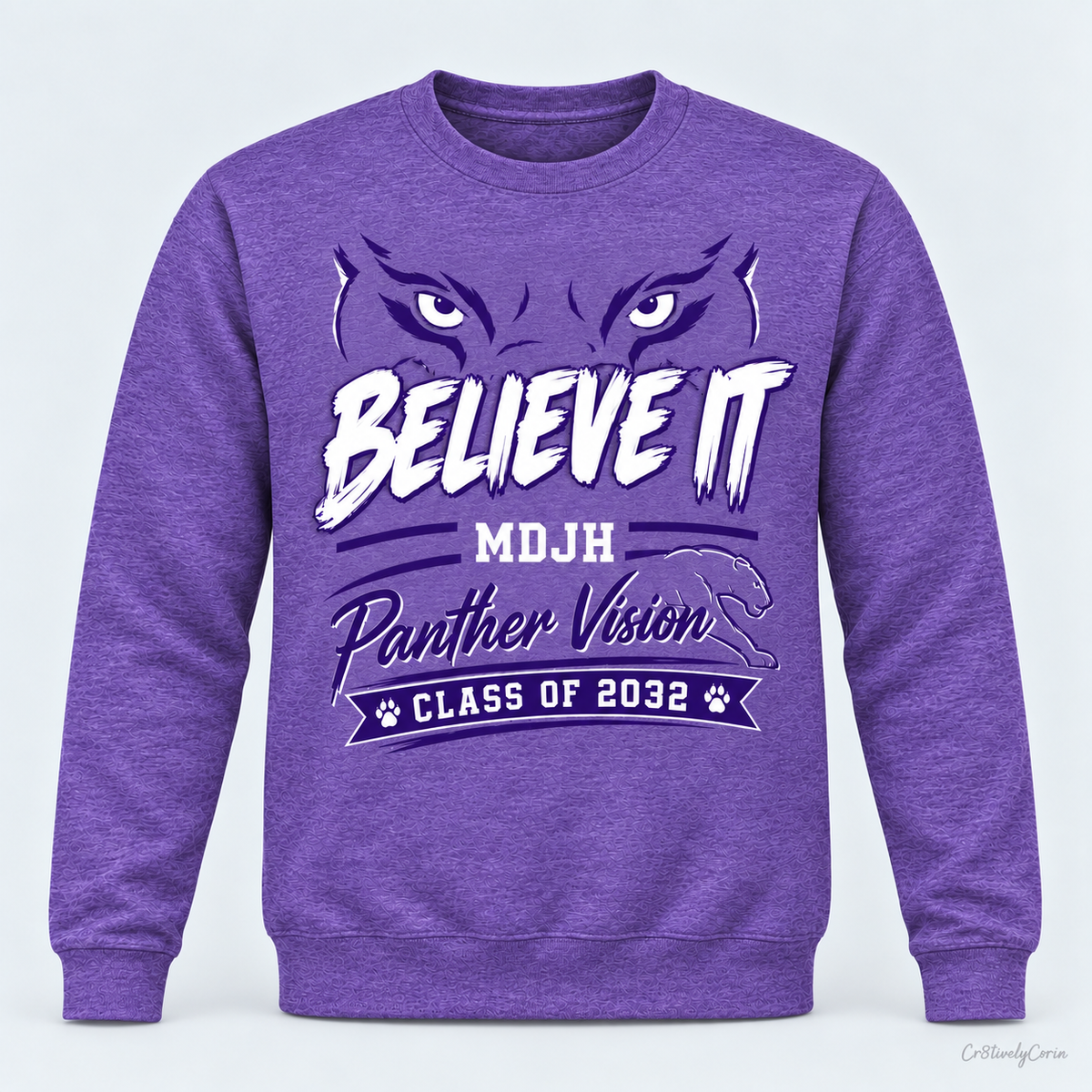 MDJH 7th Grade "Believe It" Adult & Staff Spirit Tee- Purple