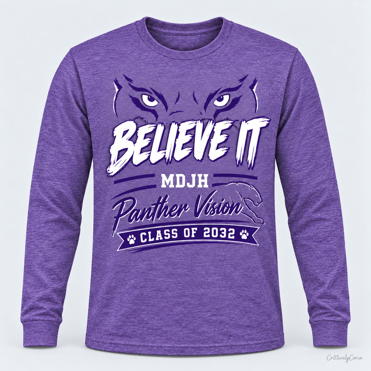 MDJH 7th Grade "Believe It" Adult & Staff Spirit Tee- Purple