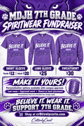 MDJH 7th Grade "Believe It" Adult & Staff Spirit Tee- Purple
