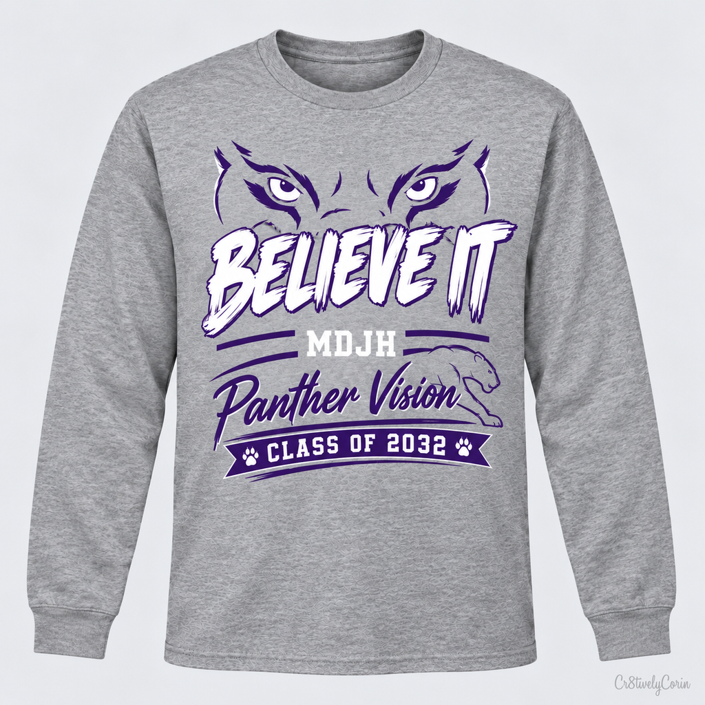 MDJH 7th Grade "Believe It" Adult & Staff Spirit Tee Gray