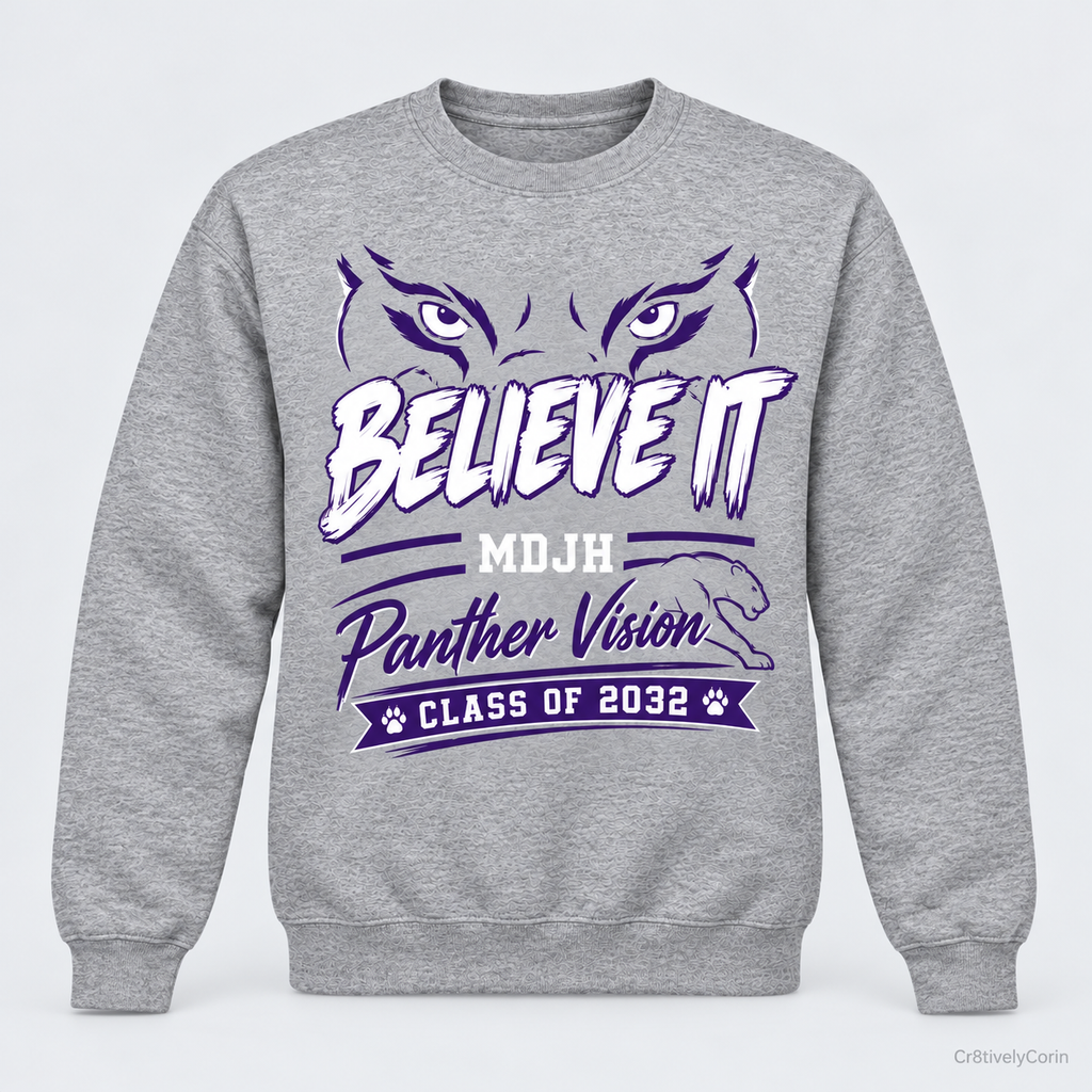 MDJH 7th Grade "Believe It" Adult & Staff Spirit Tee Gray