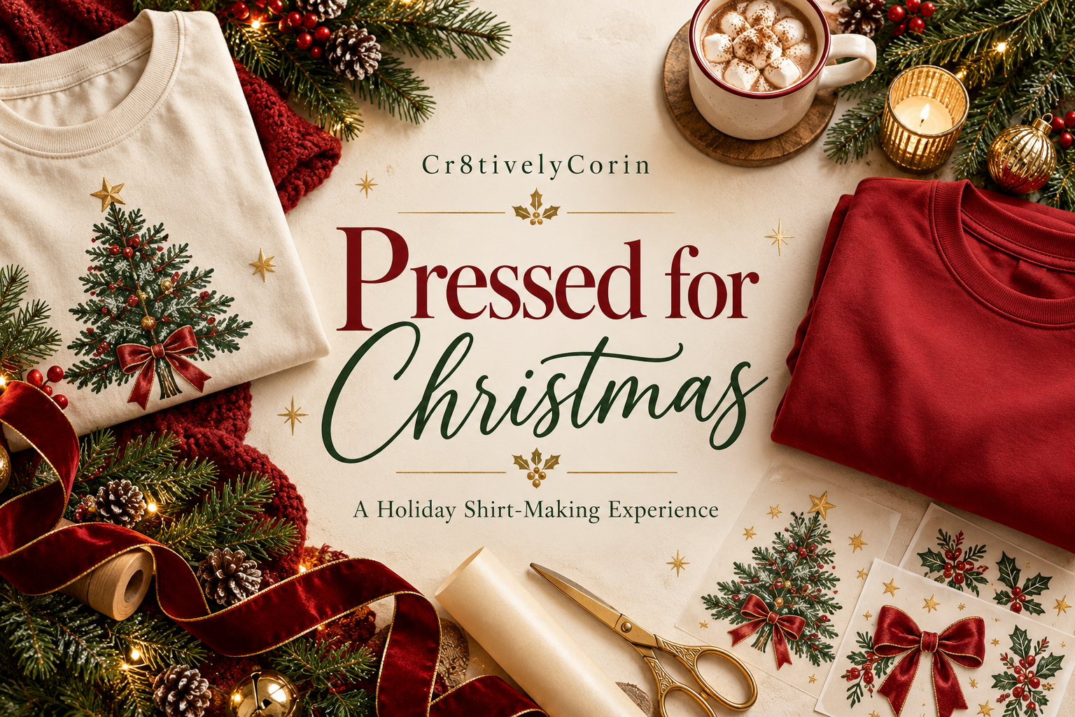 Pressed for Christmas by Cr8tivelyCorin, with festive shirts, cocoa, and holiday crafting supplies